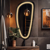 Espejo LED Asimétrico Vertical | Botón táctil | Luz blanca cálida - Reyze Seria Salono Model 1